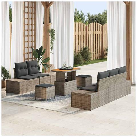 Set Divano da Giardino con cuscino 8 pcs Grigio Poly Rattan - Foto 2