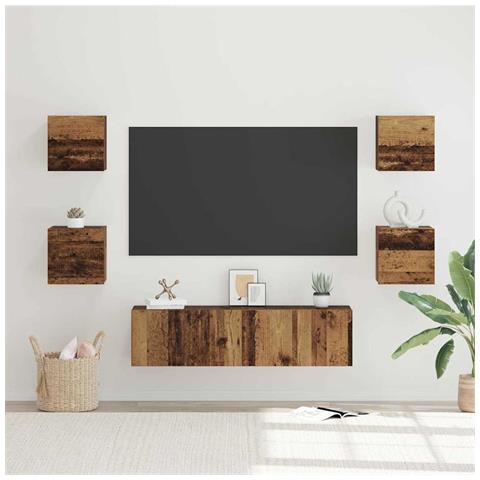 Set mobile TV 6 pcs Legno vecchio Media 120 x 30 x 30 cm - Foto 2