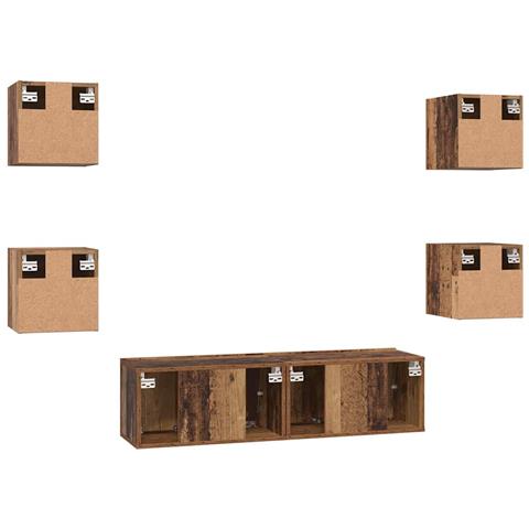 Set mobile TV 6 pcs Legno vecchio Media 120 x 30 x 30 cm - Foto 9