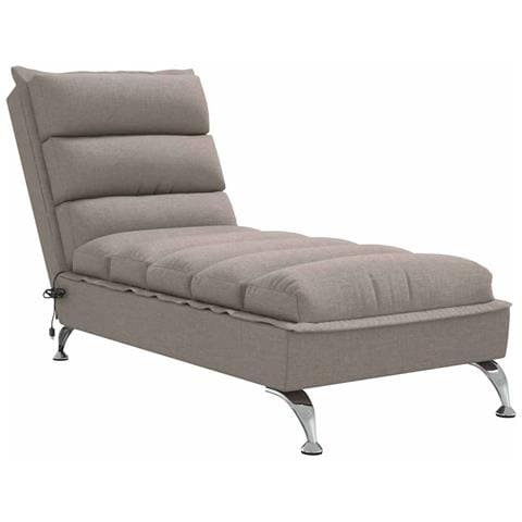 Chaise Longue Massaggi con Cuscini Tortora in Tessuto - Foto 1