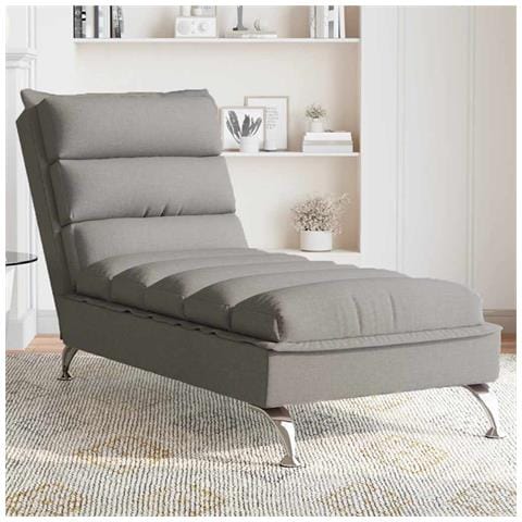 Chaise Longue Massaggi con Cuscini Tortora in Tessuto - Foto 2
