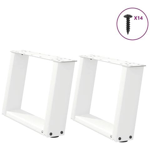 Gambe per Tavolino da Caffè a Forma di U 2 pz Bianche 50x(30-31) cm Acciaio - Foto 1