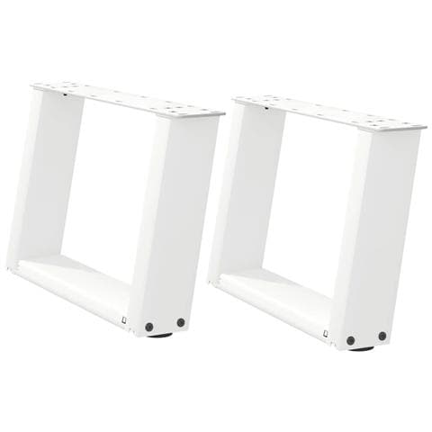 Gambe per Tavolino da Caffè a Forma di U 2 pz Bianche 50x(30-31) cm Acciaio - Foto 2