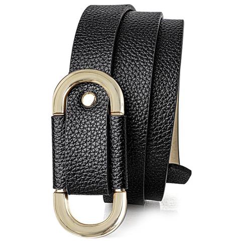 Cintura Da Donna Regolabile Senza Fibbia In Pelle Pu Per Abiti Black - Foto 1