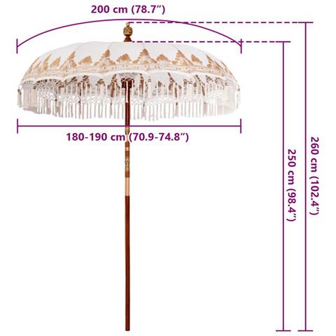 Parasol Balinese Crema (180-190) x 260 cm - Foto 8