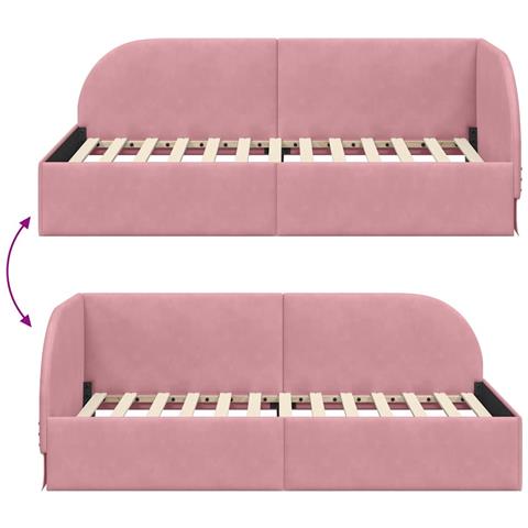 Cornice del letto ad angolo Rosa 80 cm x 200 cm Tessuto - Foto 9