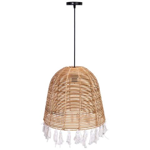 Lampada Da Soffitto In Rattan E Cotone Marrone D40x40h Cm - Foto 2