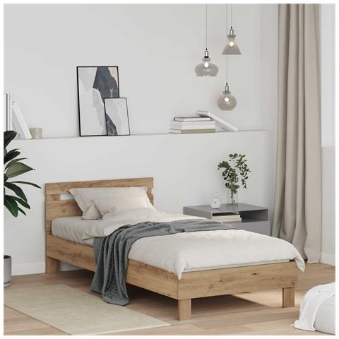 Struttura del letto con testiera Rovere artigianale 75 x 190 cm - Foto 2