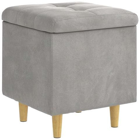 Pouf contenitore Grigio chiaro 40 x 40 x 45 cm Velluto - Foto 1