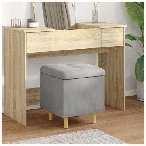 Pouf contenitore Grigio chiaro 40 x 40 x 45 cm Velluto - Foto 2