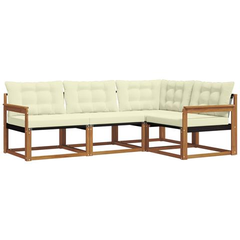 Set di divani da esterno con cuscino 4 pcs Naturale e Crema - Foto 1