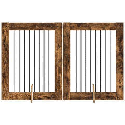 Cancello per cani con supporti 2 pcs Rovere Fumo 80 x 100 cm - Foto 1