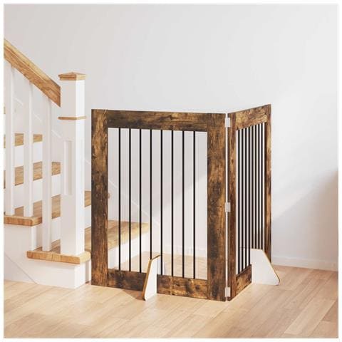 Cancello per cani con supporti 2 pcs Rovere Fumo 80 x 100 cm - Foto 2