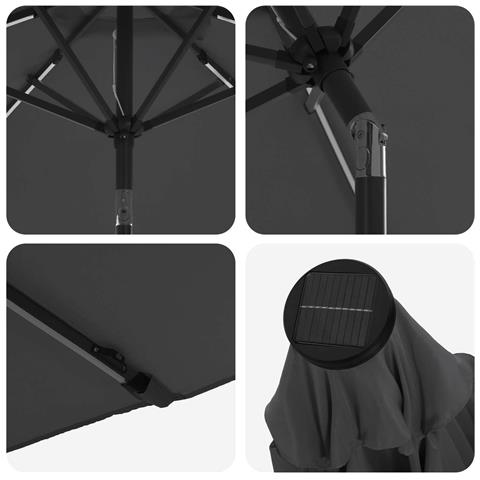 Parasol da Giardino con Luci LED 270 x 270 cm Poliestere - Foto 8