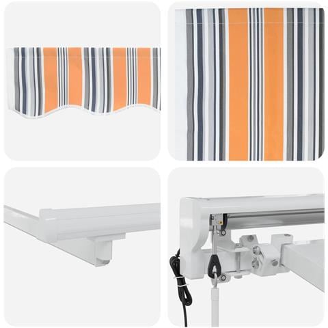 Tettuccio Elettrico Retrattile Blu, Arancione, Bianco 4 × 3,5 m - Foto 9