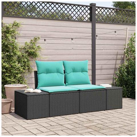Divano da giardino con cuscino 184 x 62 x 69 cm polyrattan - Foto 2