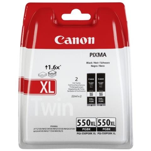PGI-550XL Cartuccia Ink Originale Nera per Canon PIXMa iP / MG / MX925 Blister 2 pezzi - Foto 2