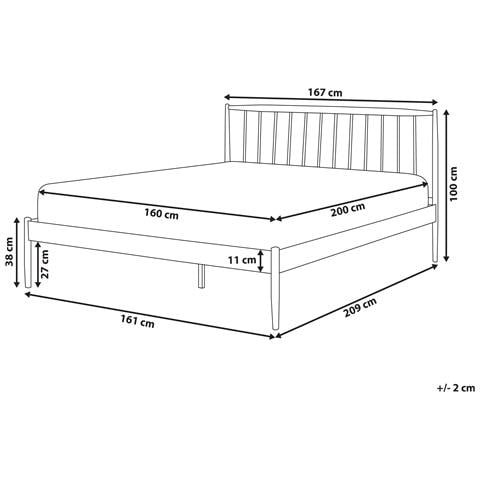 Letto Bianco Con Gambe Marrone Chiaro E Rete A Doghe 160 X 200 Cm Maurs - Foto 15