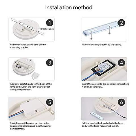 Le Filo Luce Di Soffitto 24w Bianco Luce Diurna 5000k 200w Lampadina Incandescente Equivalente Ip54 Impermeabile 2400lm Rotonda Soffitto Proiettore Come Lampada Ampio Bagno Soggiorno Camera Cucina E Corridoio - Foto 4