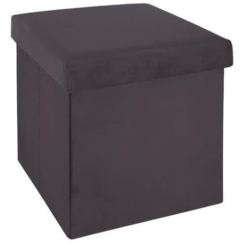 Pouf Pieghevole In Velluto Tess - Grigio Scuro - Foto 1