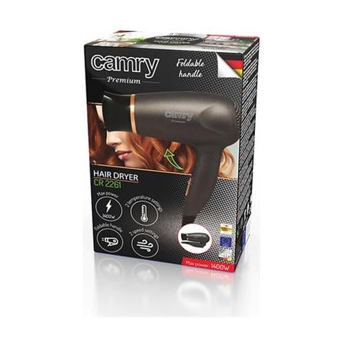 Asciugacapelli Camry Cr 2261 1400 W, Numero Di Impostazioni Della Temperatura 2, Grigio Metallizzato / oro - Foto 2
