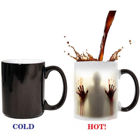 HTN Il Colore Della Tazza Morta Che Cambia Colore Che Cambia Il Calore Sensibile In Ceramica 11oz Tazza Da Caffè A Sorpresa Regalo (nero)