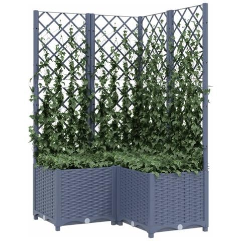 Fioriera Da Giardino Con Graticcio Grigio Scuro 80x80x136 Cm Pp - Foto 2