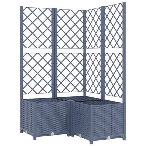 Fioriera Da Giardino Con Graticcio Grigio Scuro 80x80x136 Cm Pp - Foto 1