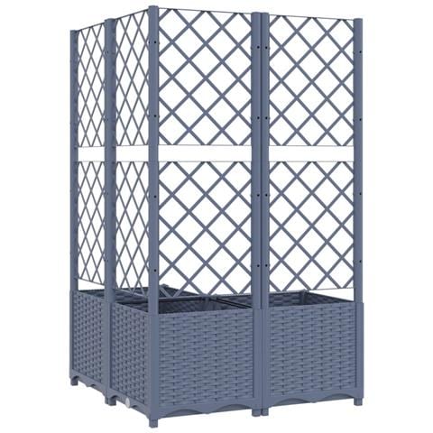 Fioriera Da Giardino Con Graticcio Grigio Scuro 80x80x136 Cm Pp - Foto 7