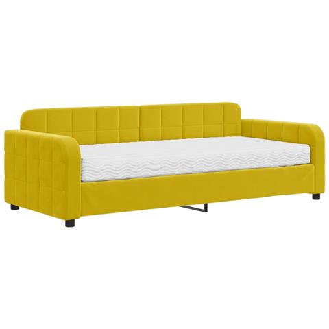 Divano Letto Con Materasso Giallo 90x200 Cm In Velluto - Foto 1