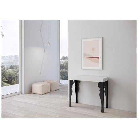 Consolle Allungabile 90x40/300 Cm Paxon Telaio Antracite - Bianco Frassino - Foto 2