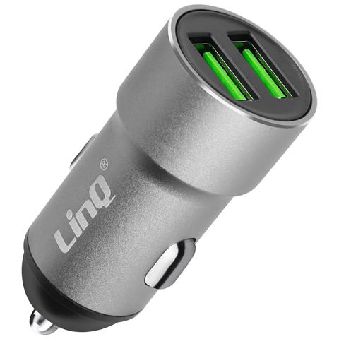 Caricabatterie Da Auto Con Due Usb Quick Charge 2,4a, Argento - Foto 1