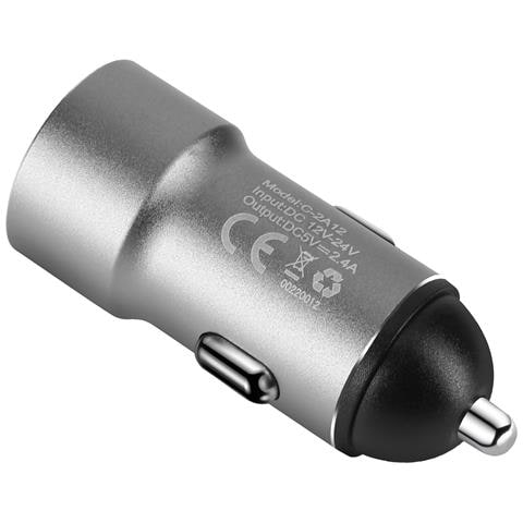Caricabatterie Da Auto Con Due Usb Quick Charge 2,4a, Argento - Foto 2