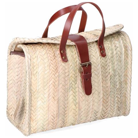 Valigetta Milan Foglia Di Palma Fibbia Pelle 32 X 26 Cm - Foto 1