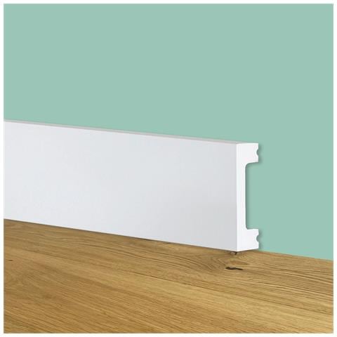 84ml Bancale Di Battiscopa Squadrato Bianco Passacavo 50x13x2000mm In Polimeri - Foto 1