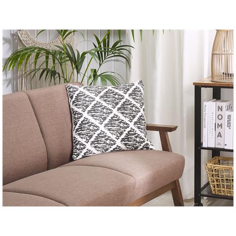 Set Di 2 Cuscini Hazro Cotone 45 X 45 Cm Nero Trama Geometrica - Foto 1