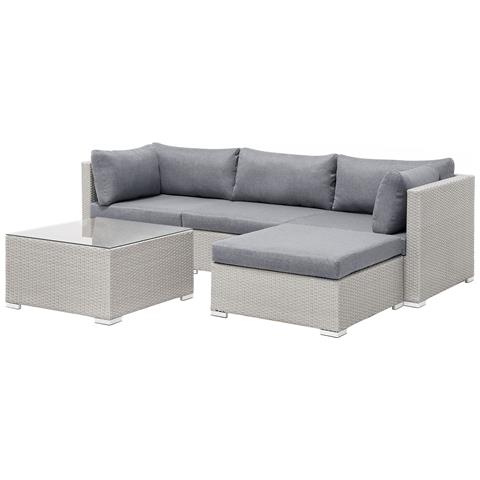 Divano Da Giardino Modulare 4 Posti Rattan Grigio Chiaro Sinistro Sano Ii - Foto 2