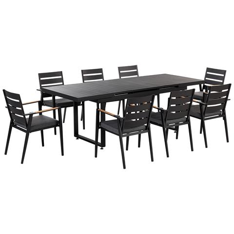 Set Da Pranzo 8 Posti Metallo Nero Grigio E Legno Chiaro Valcanetto /taviano - Foto 5