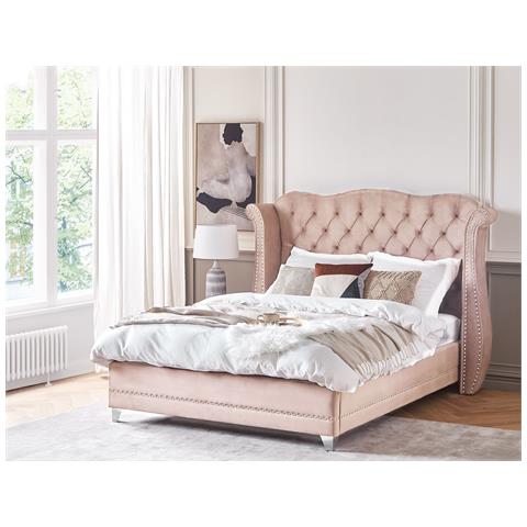 Letto Velluto Rosa 160 X 200 Cm Ayette - Foto 1