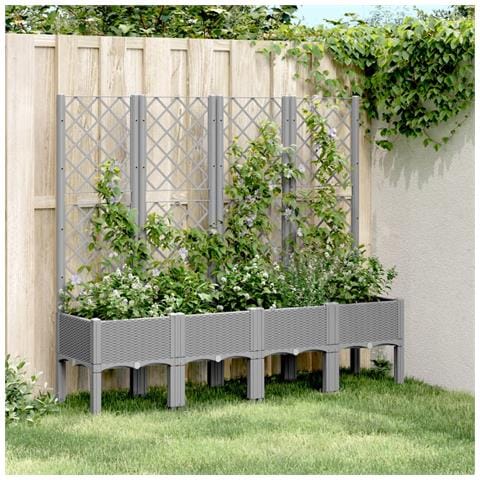 Fioriera Giardino Con Traliccio Grigio Chiaro 160x40x142 Cm Pp - Foto 1