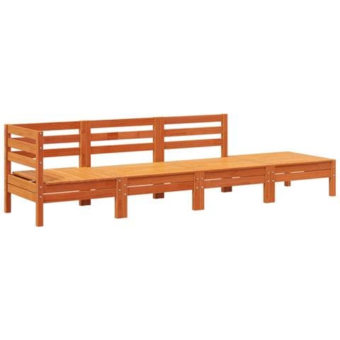 Divano da Giardino a 4 Posti Marrone Cera Legno Massello Pino - Foto 2
