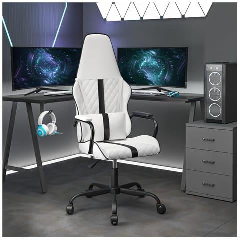 Sedia Da Gaming Bianco E Nero In Similpelle - Foto 1
