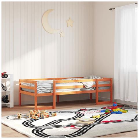 Giroletto Per Bambini Marrone Cera 90x200cm Legno Massello Pino - Foto 3