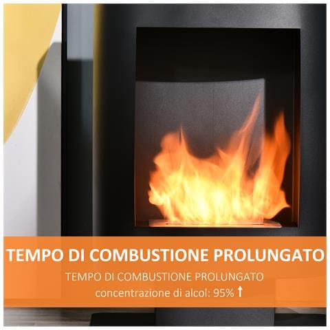 Camino A Bioetanolo Con Serbatoio Da 1.5l, Copertura Fino 20?, 46.5x53x65cm, Nero - Foto 6