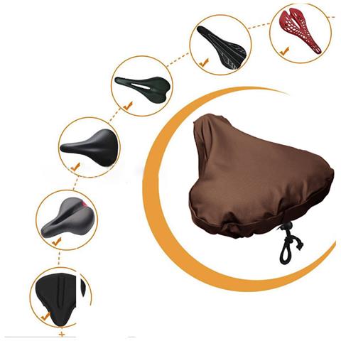 Coprisella Impermeabile In Confezione Da 2 Con Coulisse / Copertura Antipioggia Per Sella Della Bicicletta Brown - Foto 4