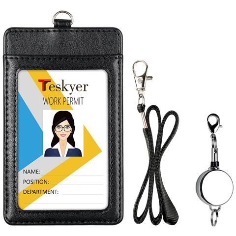 Porta Carte Verticale In Pelle Pu Black - Foto 1