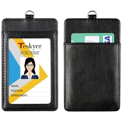 Porta Carte Verticale In Pelle Pu Black - Foto 2