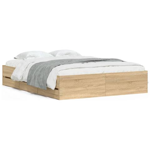 Giroletto Cassetti Rovere Sonoma 150x200 Cm Legno Multistrato - Foto 2