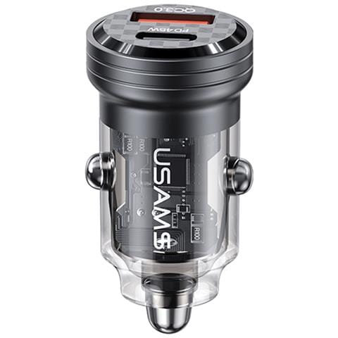 Caricabatterie Da Auto 45w Porta Usb-a E Usb-c Quickcharge 3.0, Nero Trasparente - Foto 1