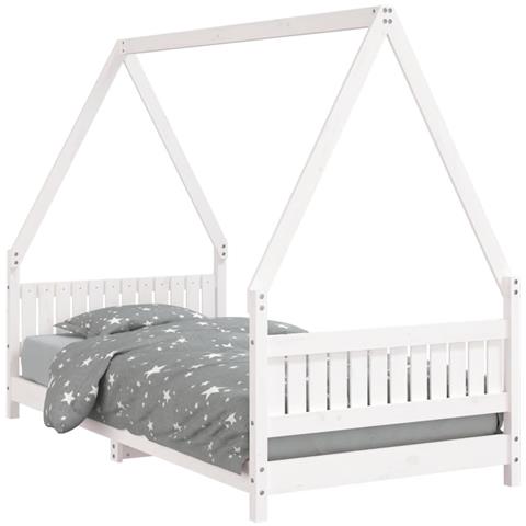 Giroletto per Bambini Bianco 90x190cm in Legno Massello di Pino - Foto 1